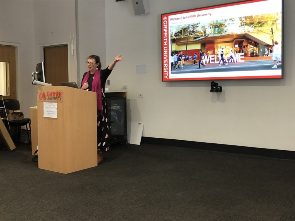 Photograph of Sandra delivering presentation